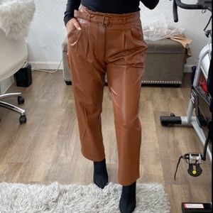 Abercrombie Brown Leather Belted High Waist pants